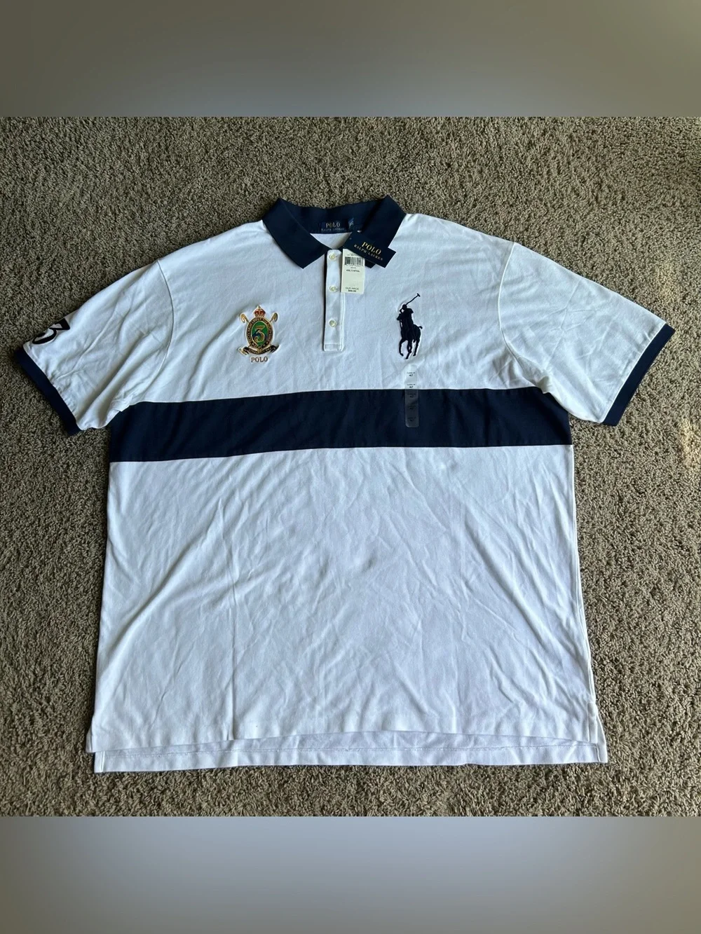 NWT Polo Ralph Lauren Shirt Men 4XL TALL White Royal Crest Fine Quality Big Pony